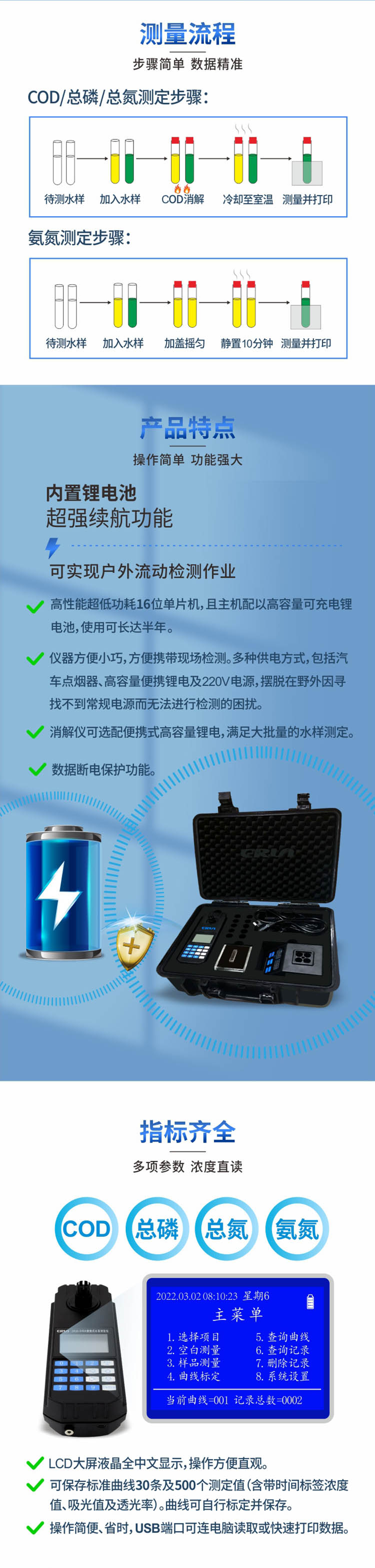 便攜式多參數(shù)COD、氨氮、總磷、總氮水質(zhì)測(cè)定儀